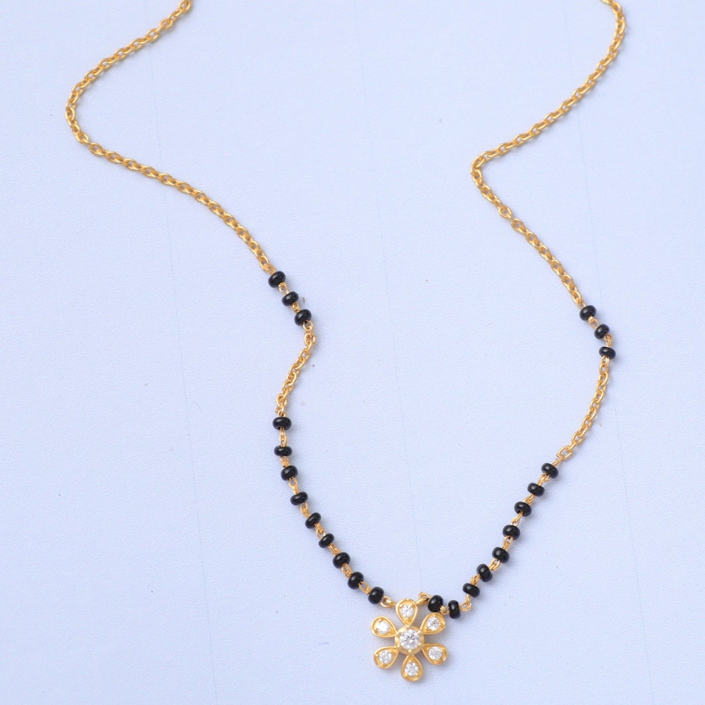 Minimal Floral CZ 925 Silver Mangalsutra