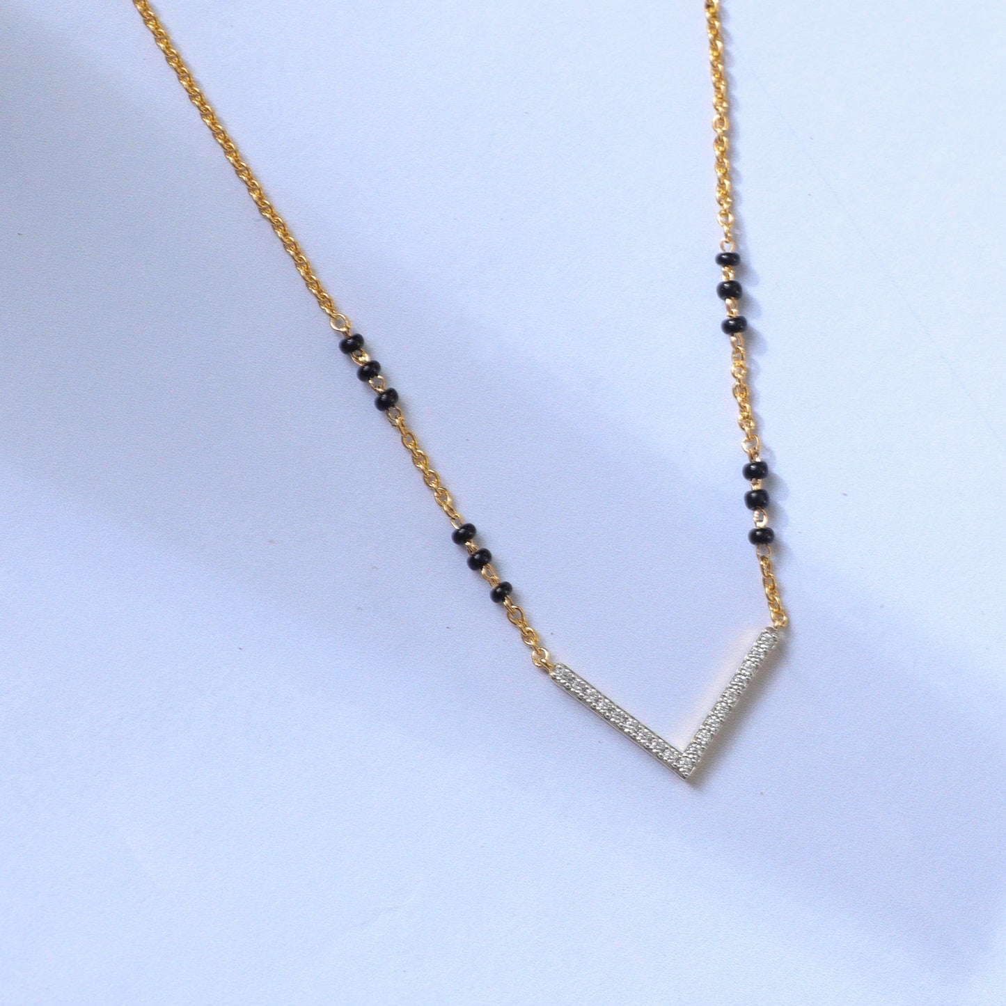 V Shape Elegant Charm CZ 925 Silver Mangalsutra