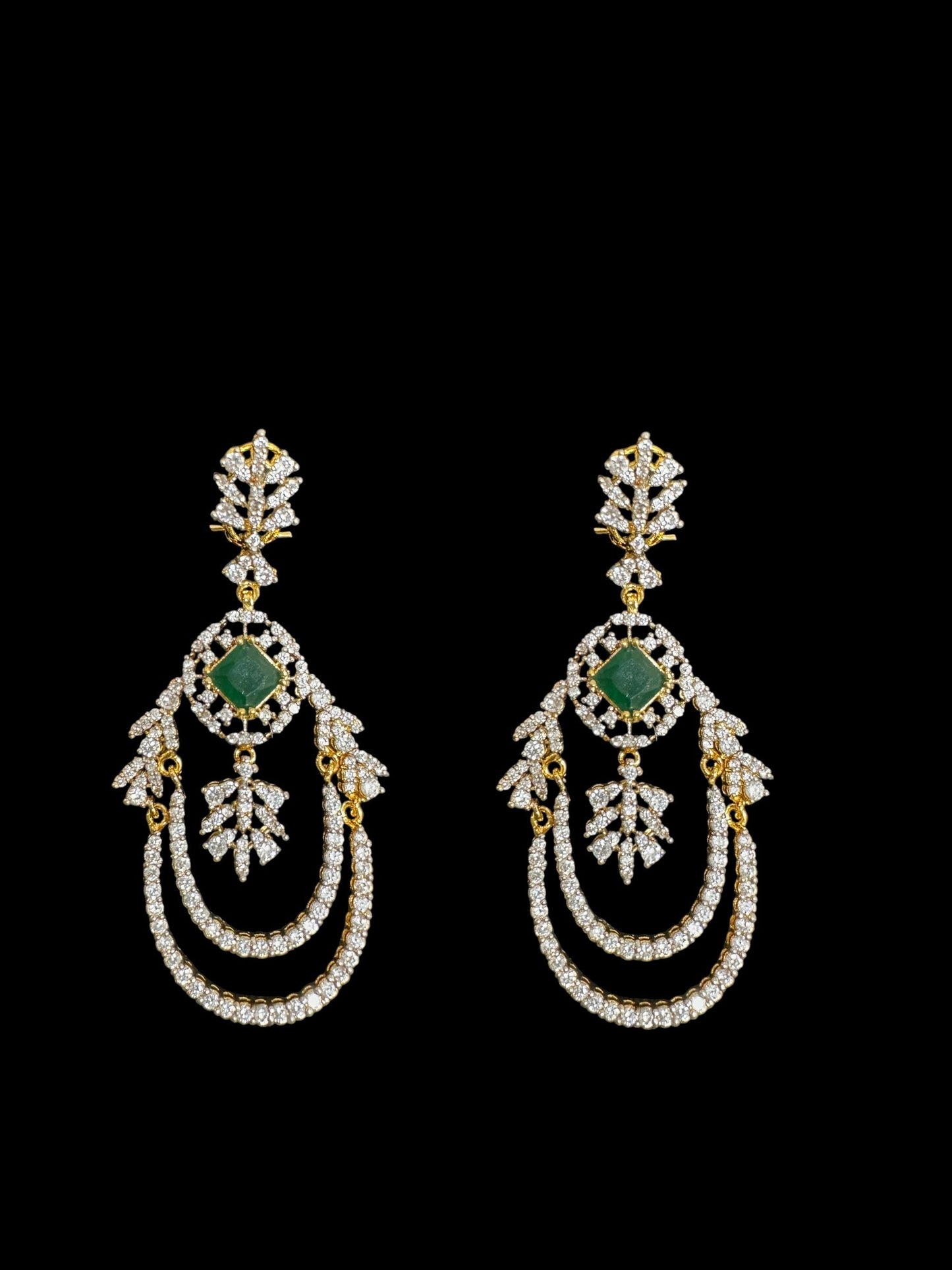 DNS184 high quality necklace set with zircon and emerlad cz stone ( READY TO SHIP )