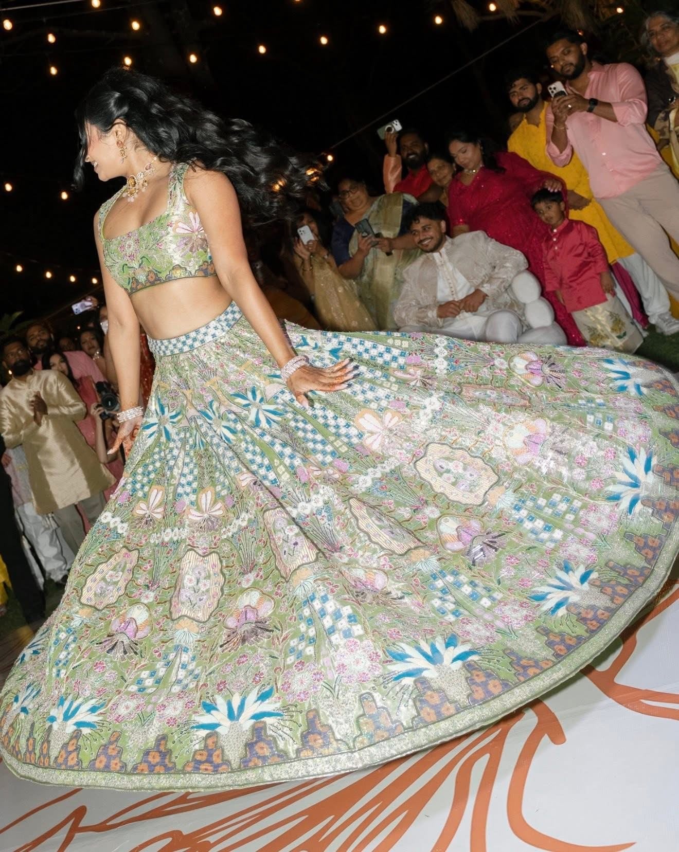 Aisha Rao Parisa Green Tissue Lehenga