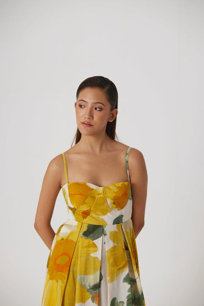 Buy Cotton Satin Sunflower Bralette Dress
