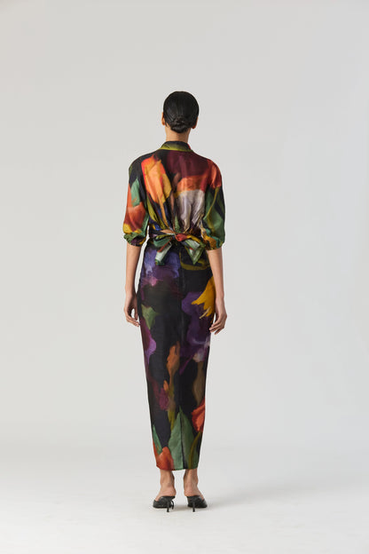 Buy Crepe Tie shirt and skirt co-ord set