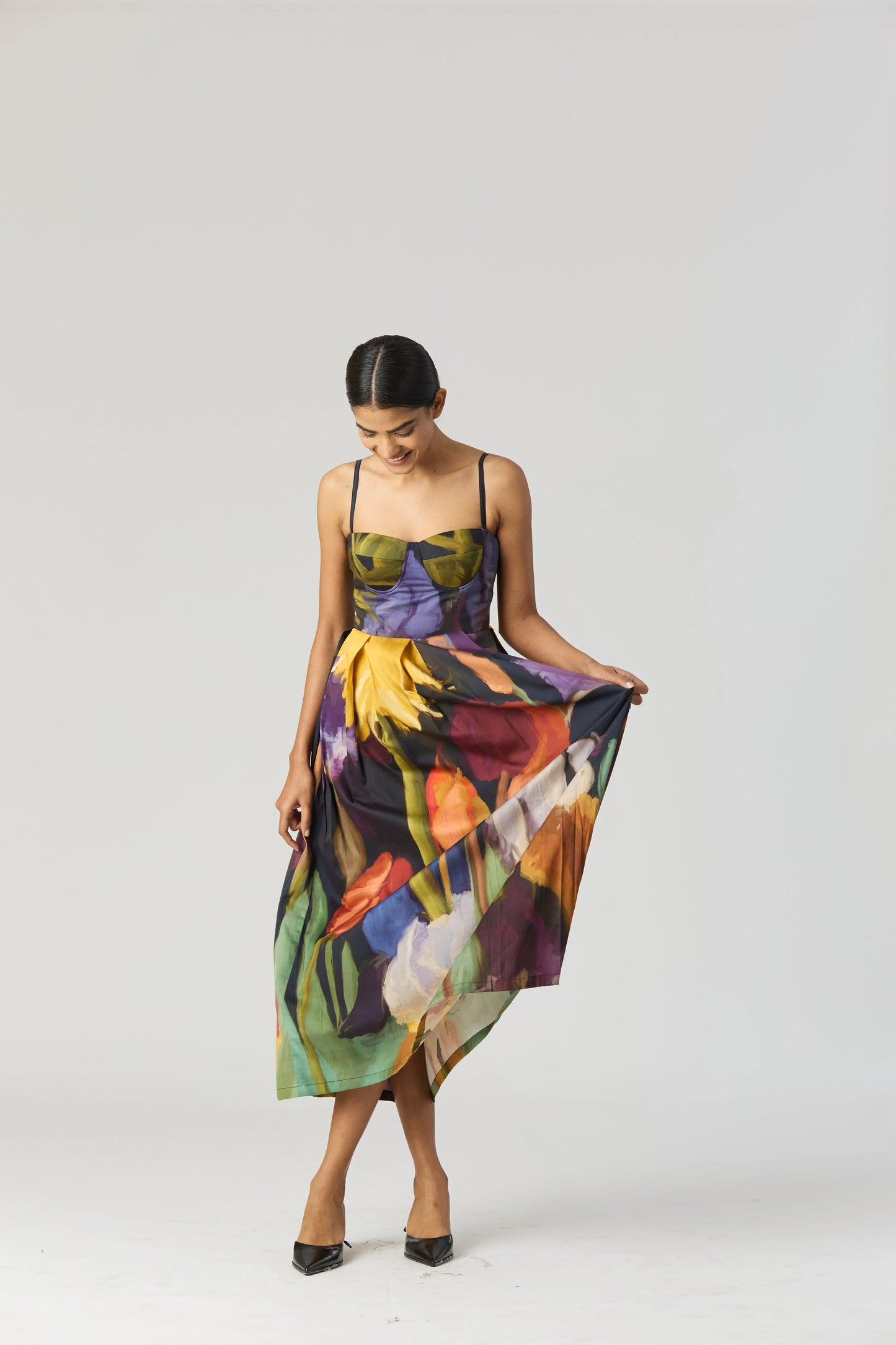 Buy Black Printed Bralette Dress