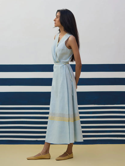 Buy Summer Vacation Sky Blue Wrap Dress