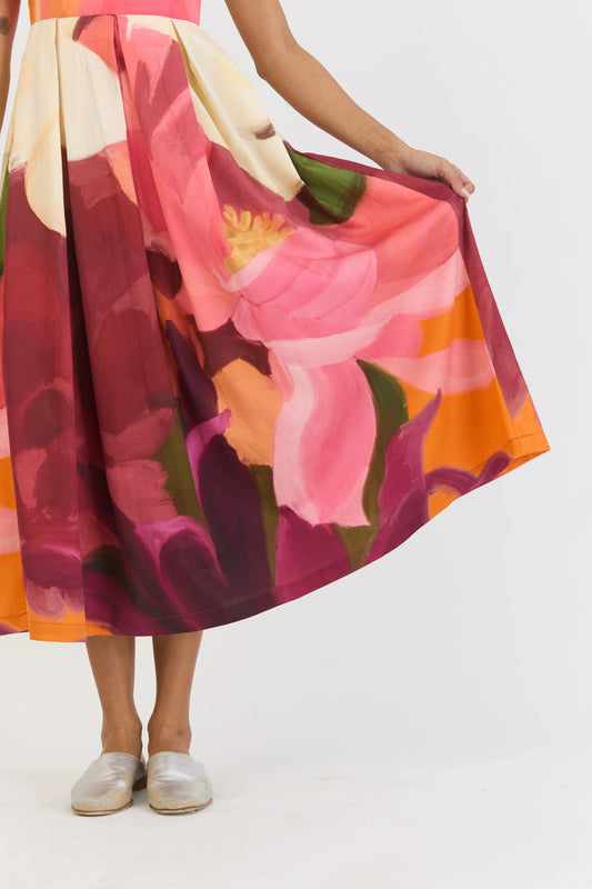 Buy floral cotton satin bralette dress