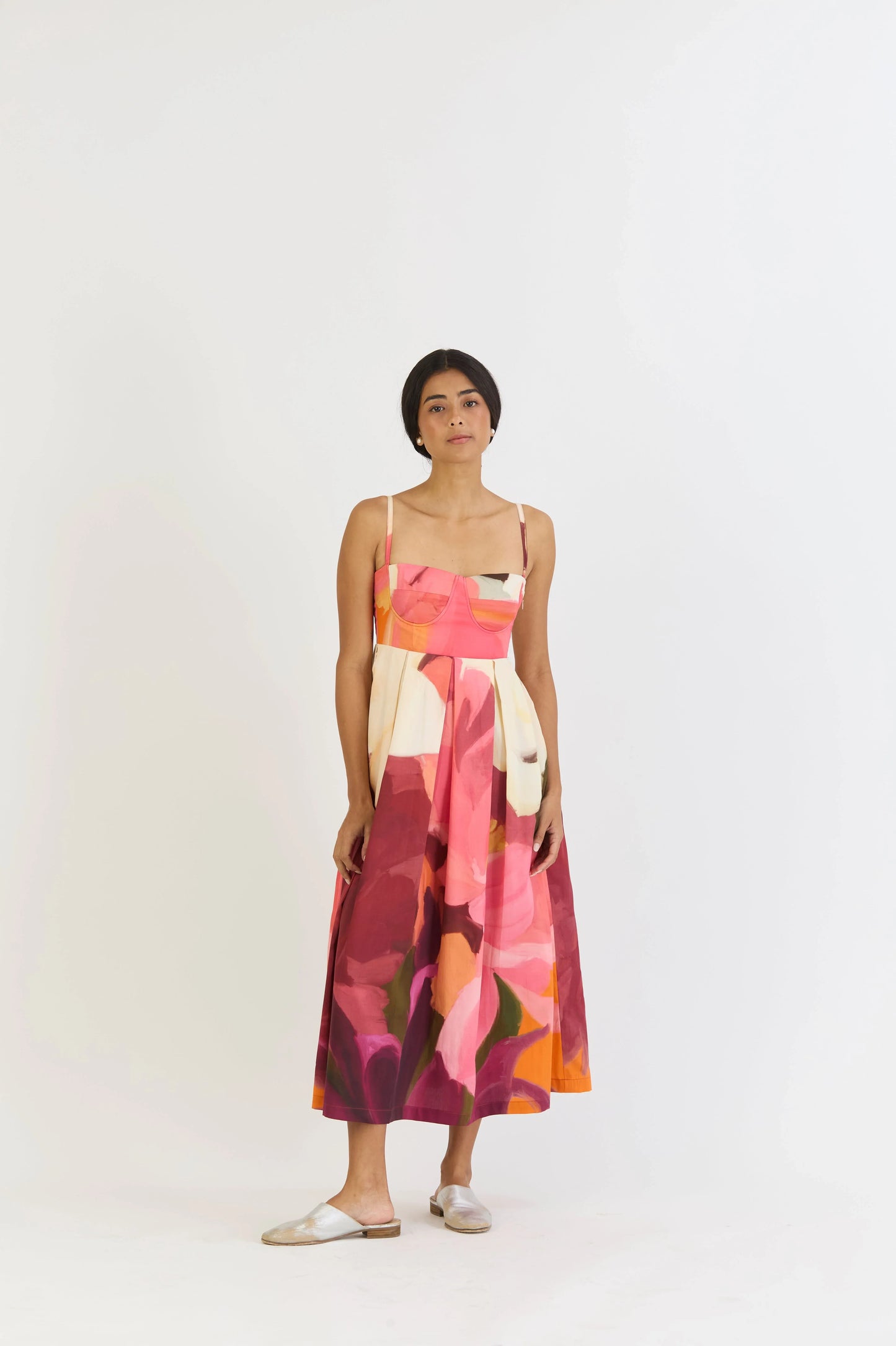 Buy floral cotton satin bralette dress