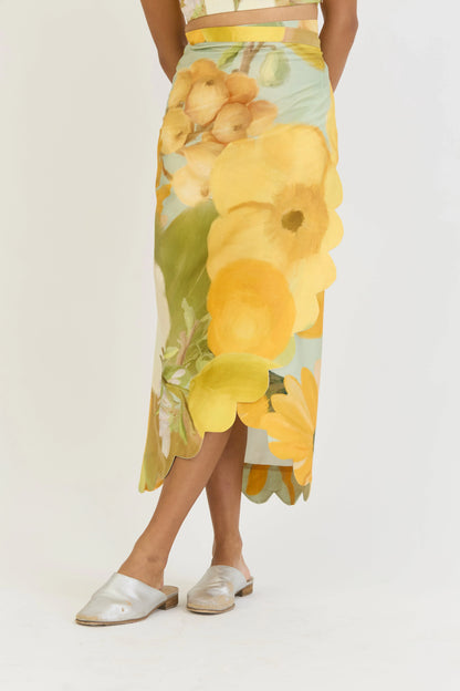 Buy Lemons and Sunflower Wrap around skirt set