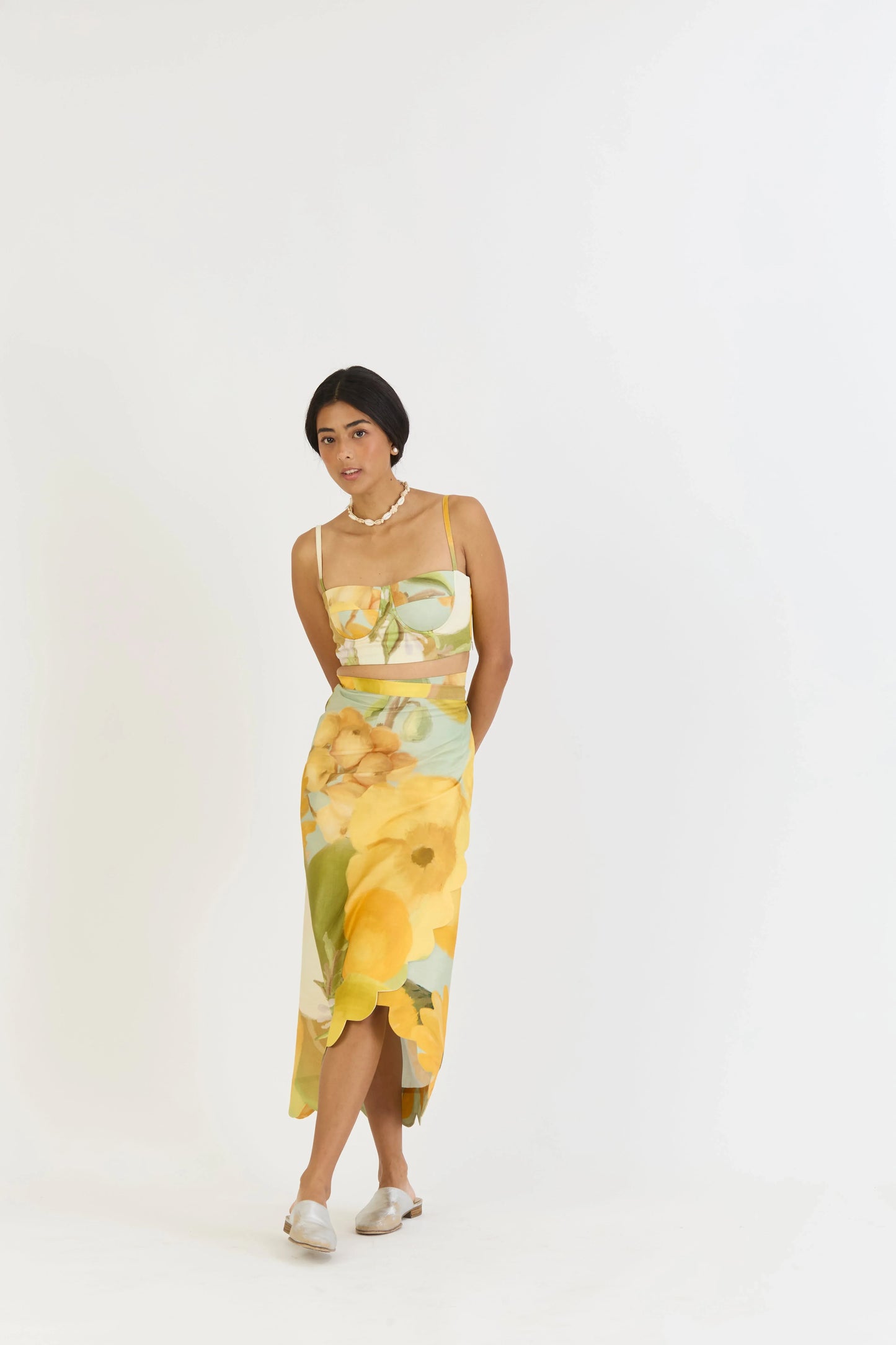 Buy Lemons and Sunflower Wrap around skirt set