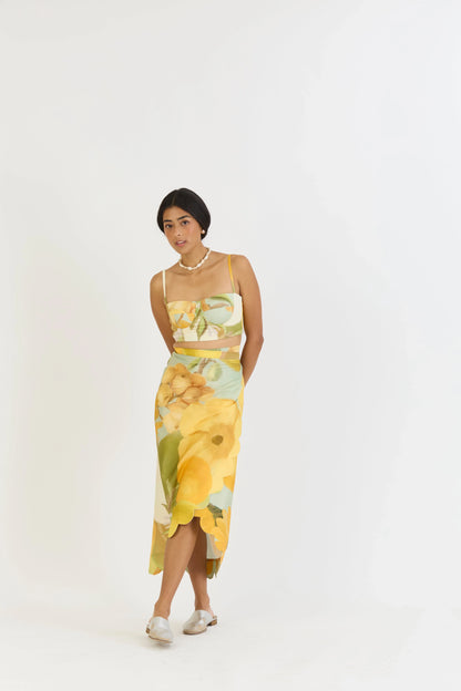 Buy Lemons and Sunflower Wrap around skirt set