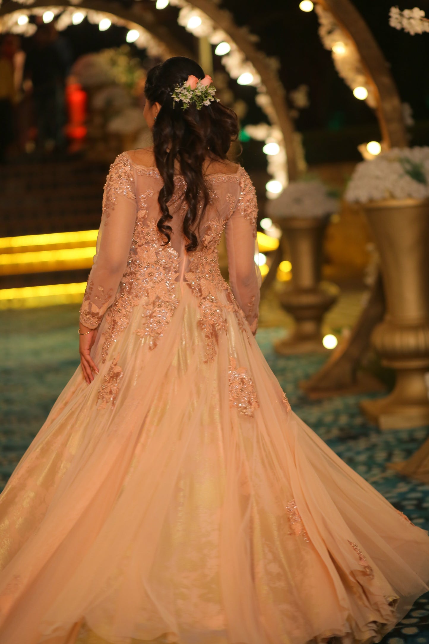 Engagement Gown - off shoulder with jacquard work