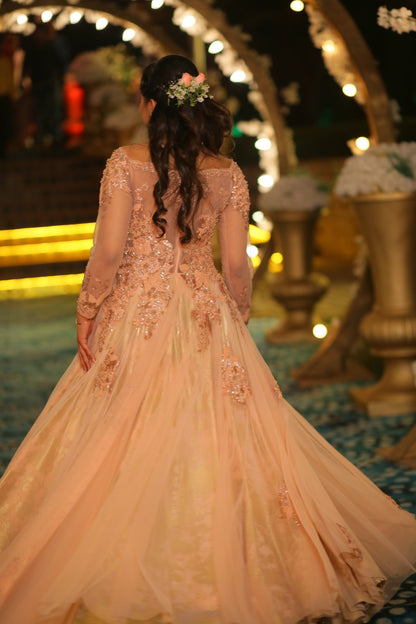 Engagement Gown - off shoulder with jacquard work