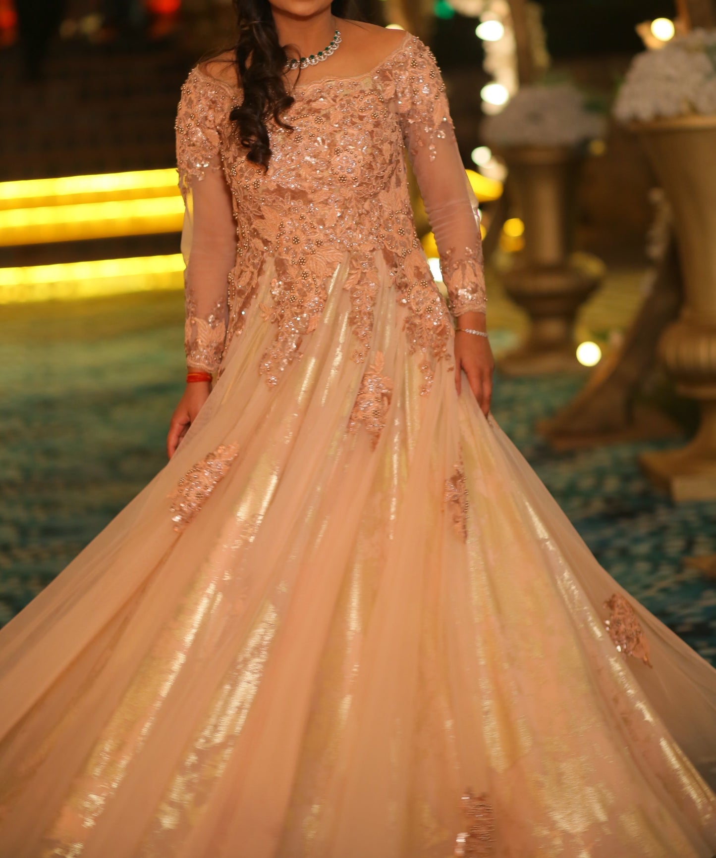 Engagement Gown - off shoulder with jacquard work