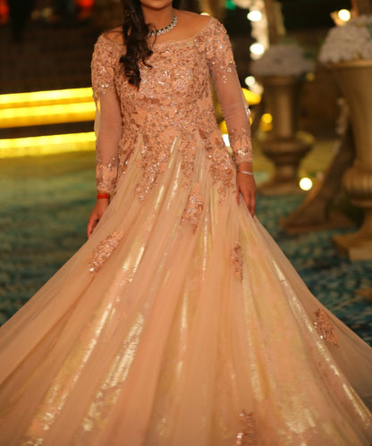 Engagement Gown - off shoulder with jacquard work