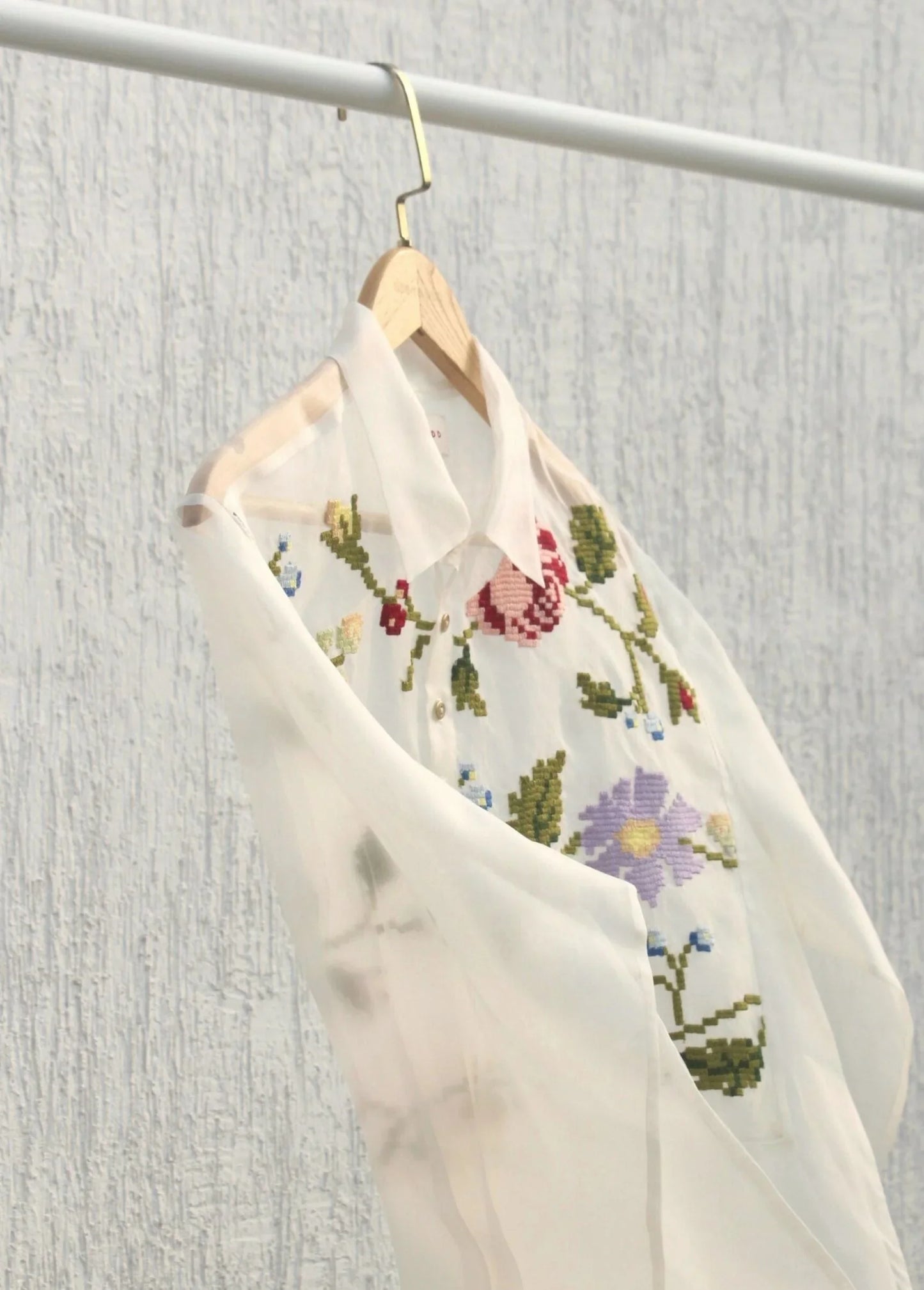 Buy Hand Embroidered Floral Vines Shirt