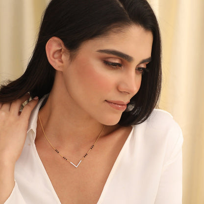 V Shape Elegant Charm CZ 925 Silver Mangalsutra