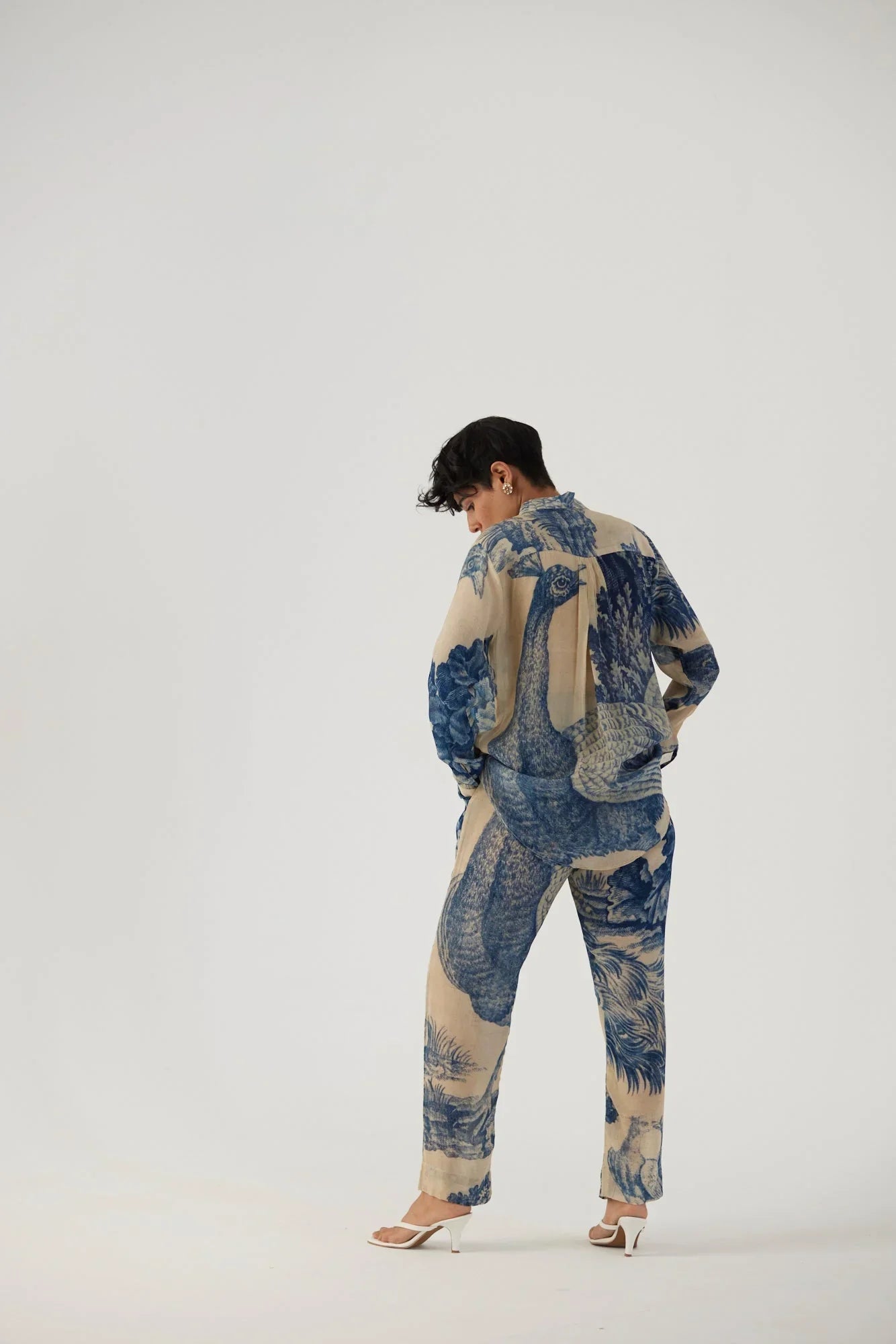 Buy Crepe Ivory and Blue Printed Co-ord Set
