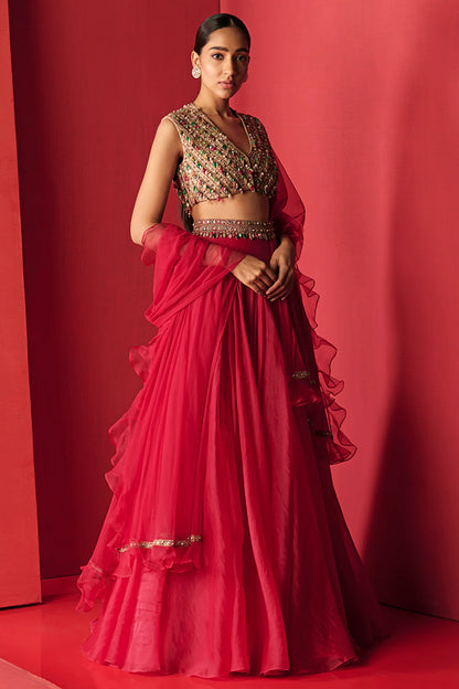 Rent Ridhi Mehra Organza Lehenga Set