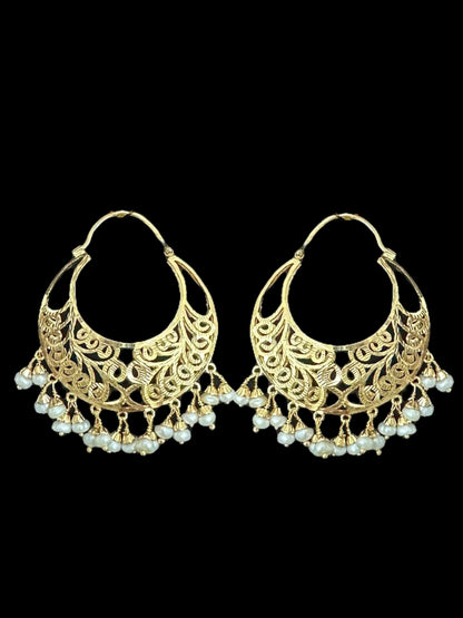 92.5 Silver Bali with fresh water pearls - Gold plated ( READY TO SHIP)