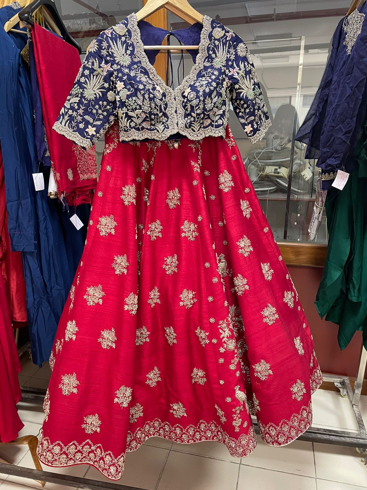 Rent Jayanti Reddy Red Embroidered Lehenga Set with Dupatta
