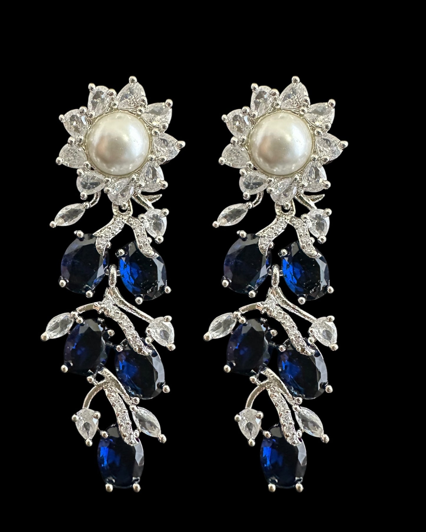 DNS137B silver plated necklace set - BLUE / SAPPHIRE  ( READY TO SHIP )