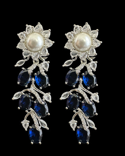 DNS137B silver plated necklace set - BLUE / SAPPHIRE  ( READY TO SHIP )