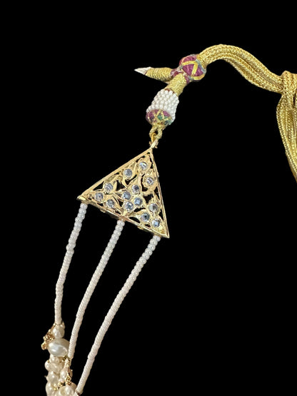 SAT104 Farmana three layer Hyderabadi necklace in pearls  ( READY TO SHIP )