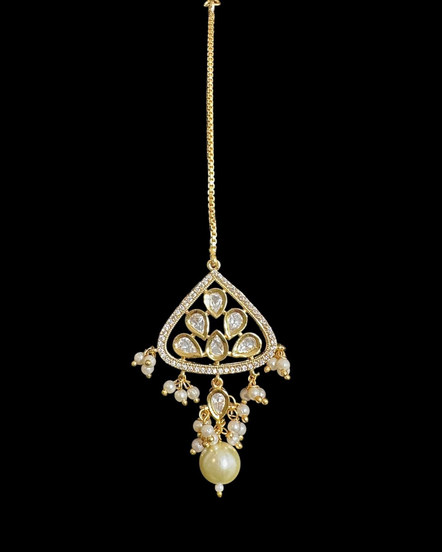 C549 vanya polki choker with earrings in golden pearls ( READY TO SHIP )