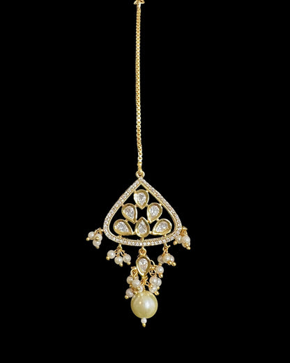 C549 vanya polki choker with earrings in golden pearls ( READY TO SHIP )