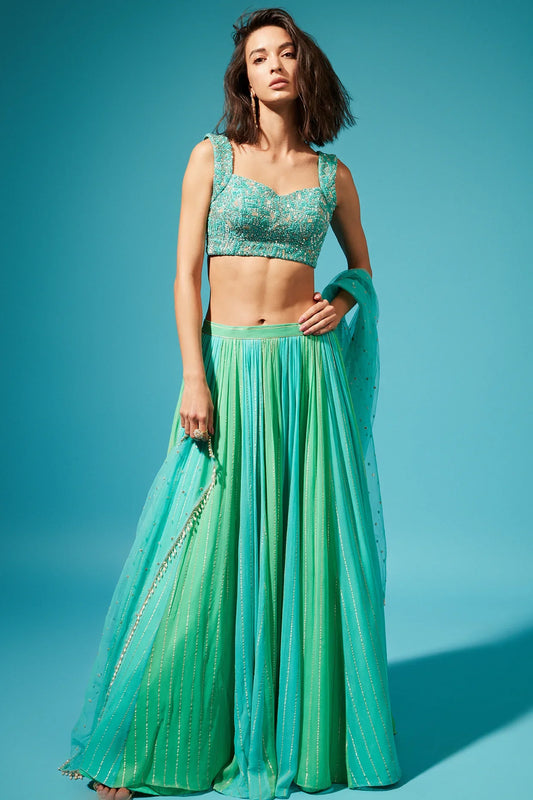 Rent Mint Georgette Lehenga Set