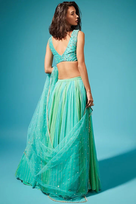 Rent Mint Georgette Lehenga Set