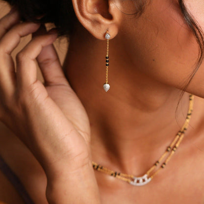 Dazzle CZ 925 Silver Mangalsutra Drop Earrings