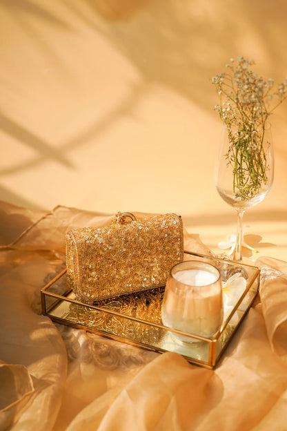 Rent Gold Stonework Wristlet Bag