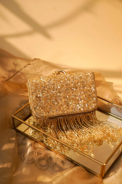 Rent Gold Stonework Wristlet Bag