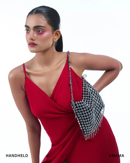 Rent Sequined Silver and Black Bag