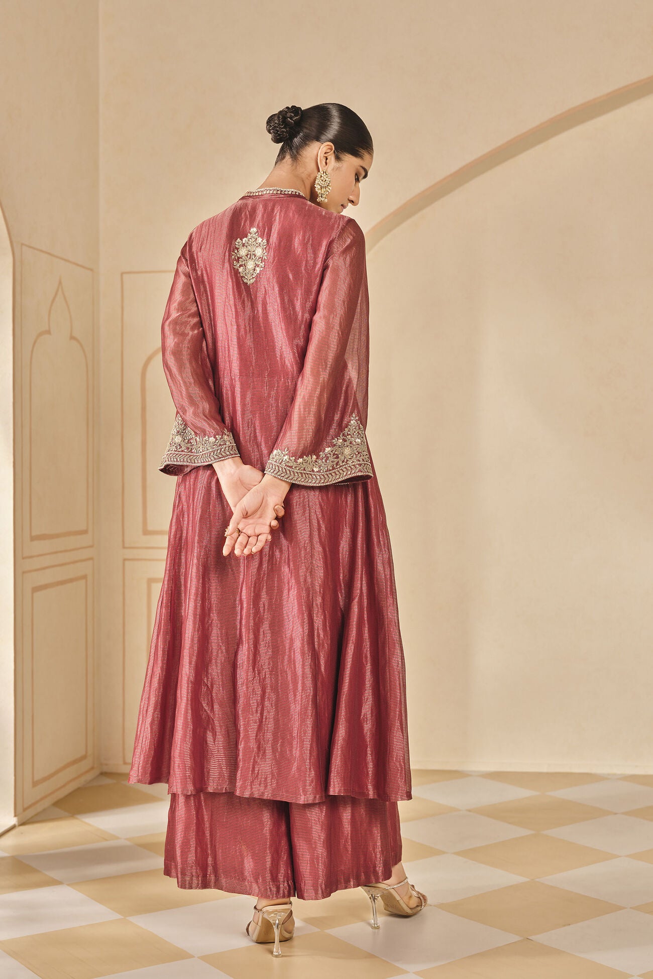 Rent Anita Dongre Embroidered Zardozi Silk Jacket Set