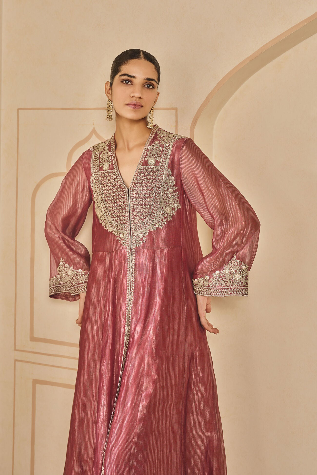 Rent Anita Dongre Embroidered Zardozi Silk Jacket Set