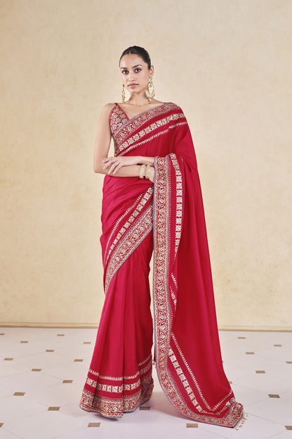 Rent Anita Dongre Red Gota Patti Saree