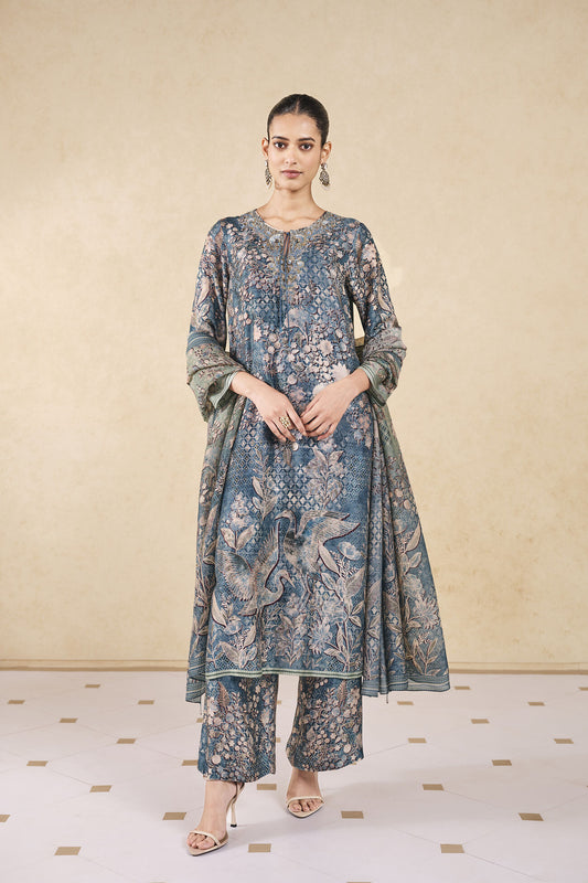 Rent Anita Dongre Turaya Silk Suit Set- Powder Blue