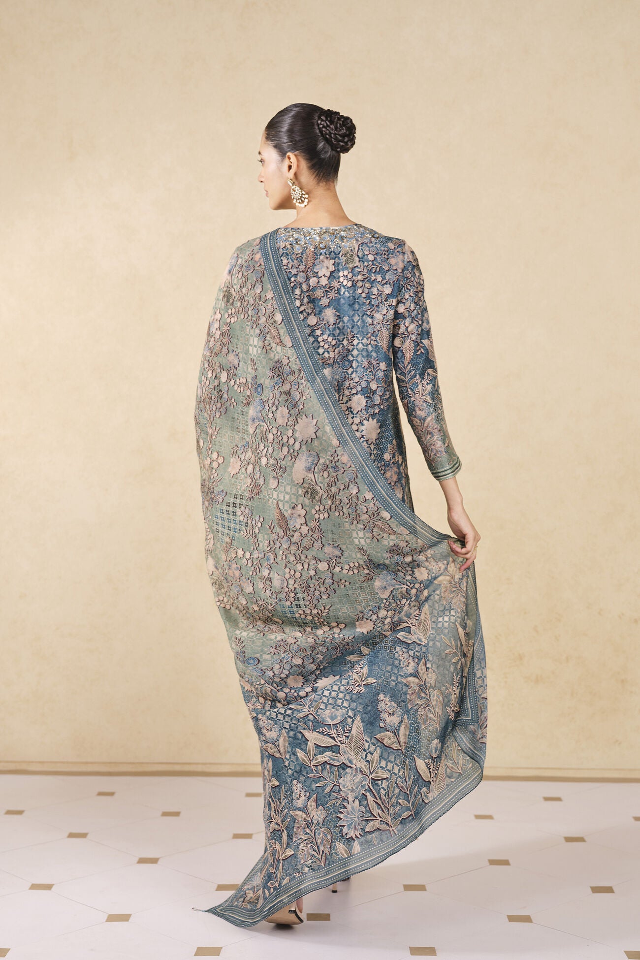 Rent Anita Dongre Turaya Silk Suit Set- Powder Blue