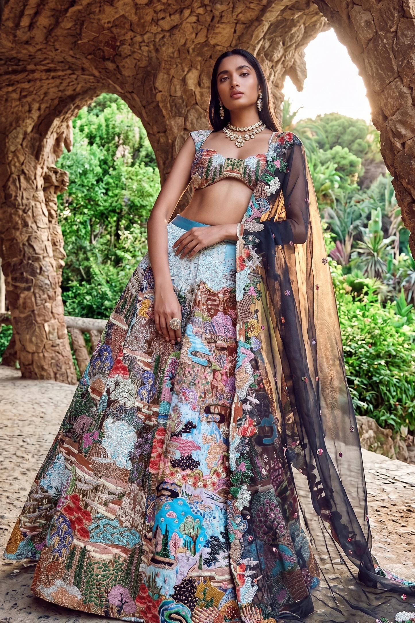 Rent Aisha Rao Modern Multicolor Lehenga