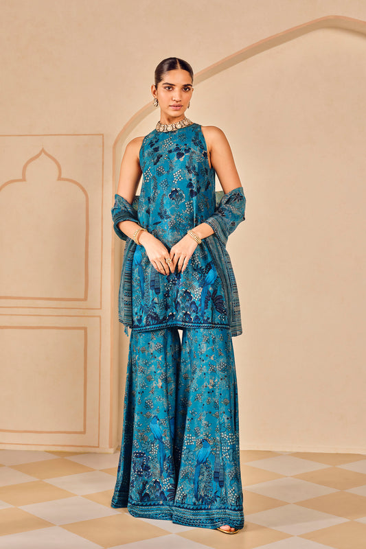 Avis Printed Silk Sharara Set - Rent