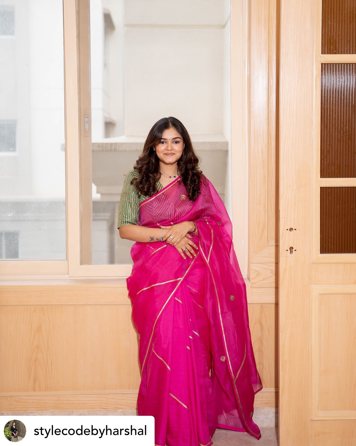 Rent - Rani Pink Organza Saree