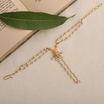 Jalaja Pearl Strings Ring Handchain Bracelet