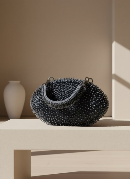 Rent Silver Grey Spikes Modern Bag