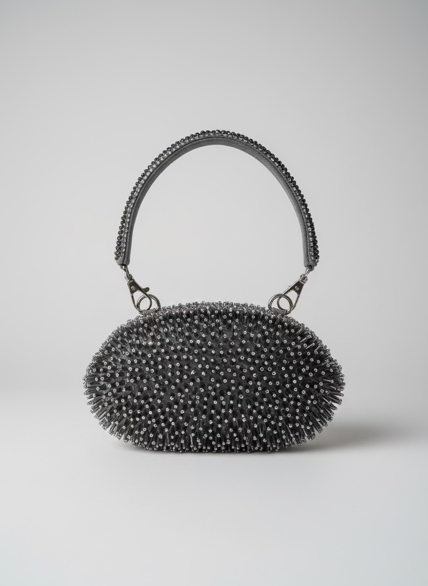 Rent Silver Grey Spikes Modern Bag