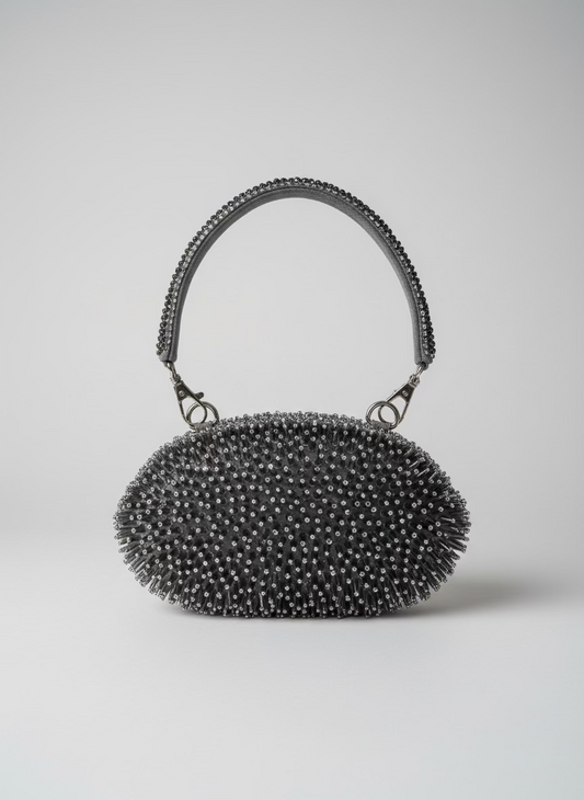 Rent Silver Grey Spikes Modern Bag