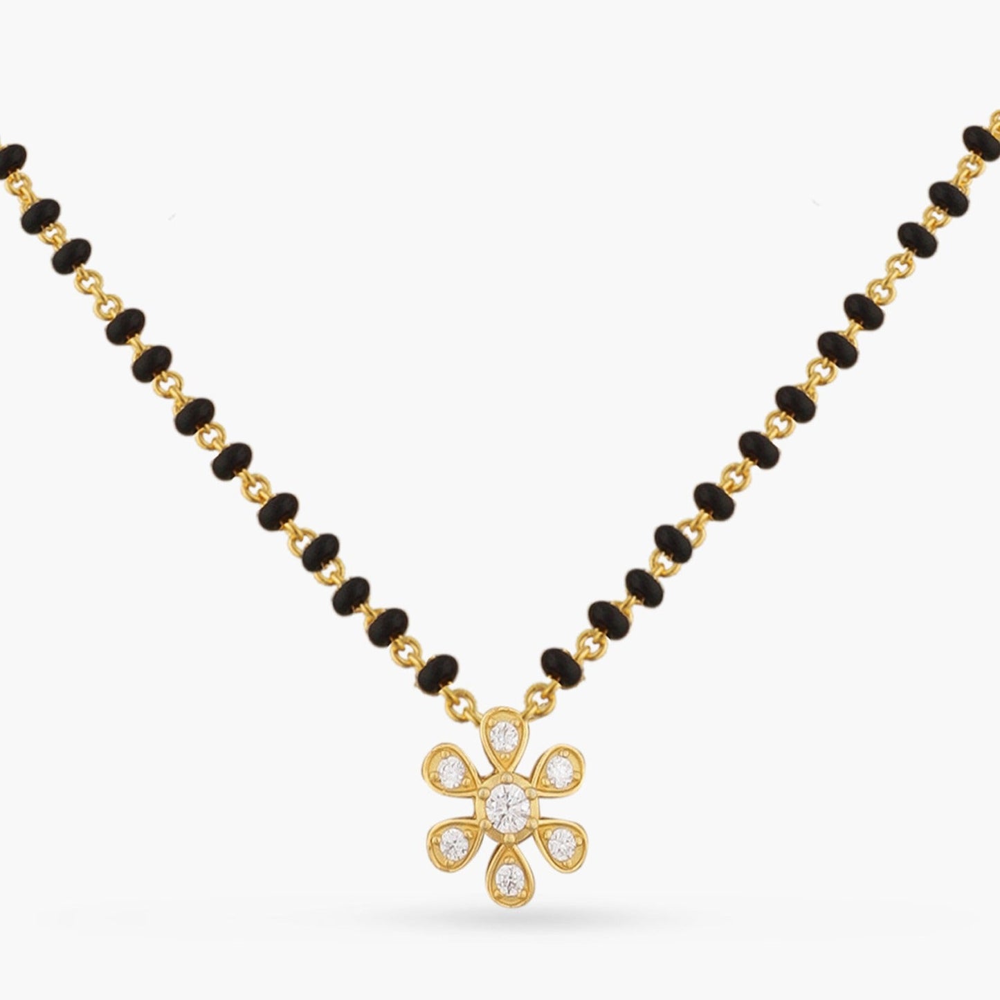 Minimal Floral CZ 925 Silver Mangalsutra