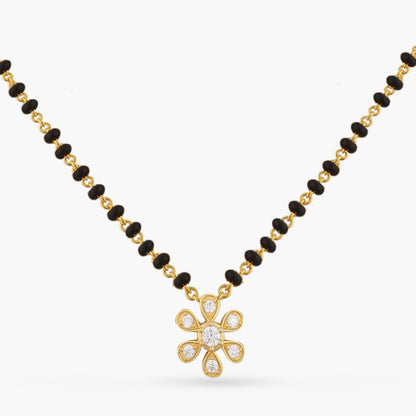 Minimal Floral CZ 925 Silver Mangalsutra
