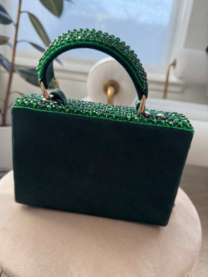 Rent Green Stone work Flap Bag