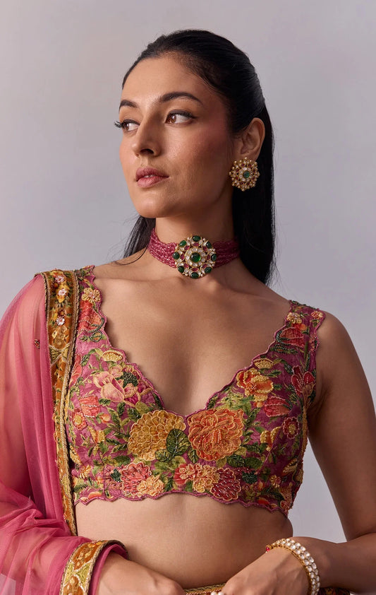 Rent Candy Pink Silk Lehenga